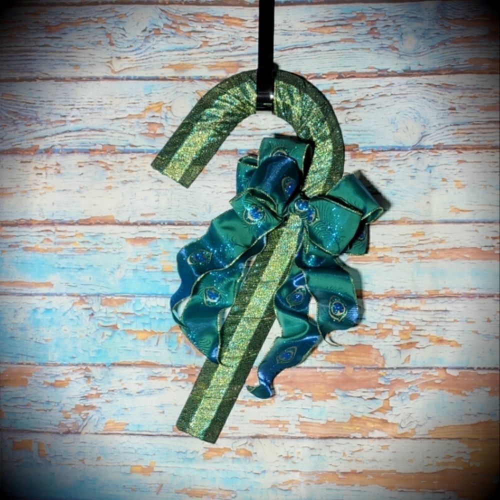 Peacock Candy Cane Wreath 